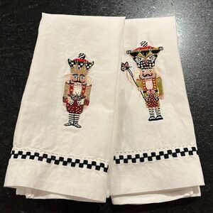 2 MacKenzie-Childs Courtly Check Nutcracker tea towels
